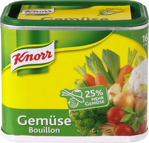 eine Suppenwürfelreklame- an advertisement for Knorr vegetable bouillon.